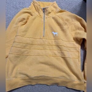 PINK Victoria's Secret Mustard Logo Quarter-Zip Pullover L